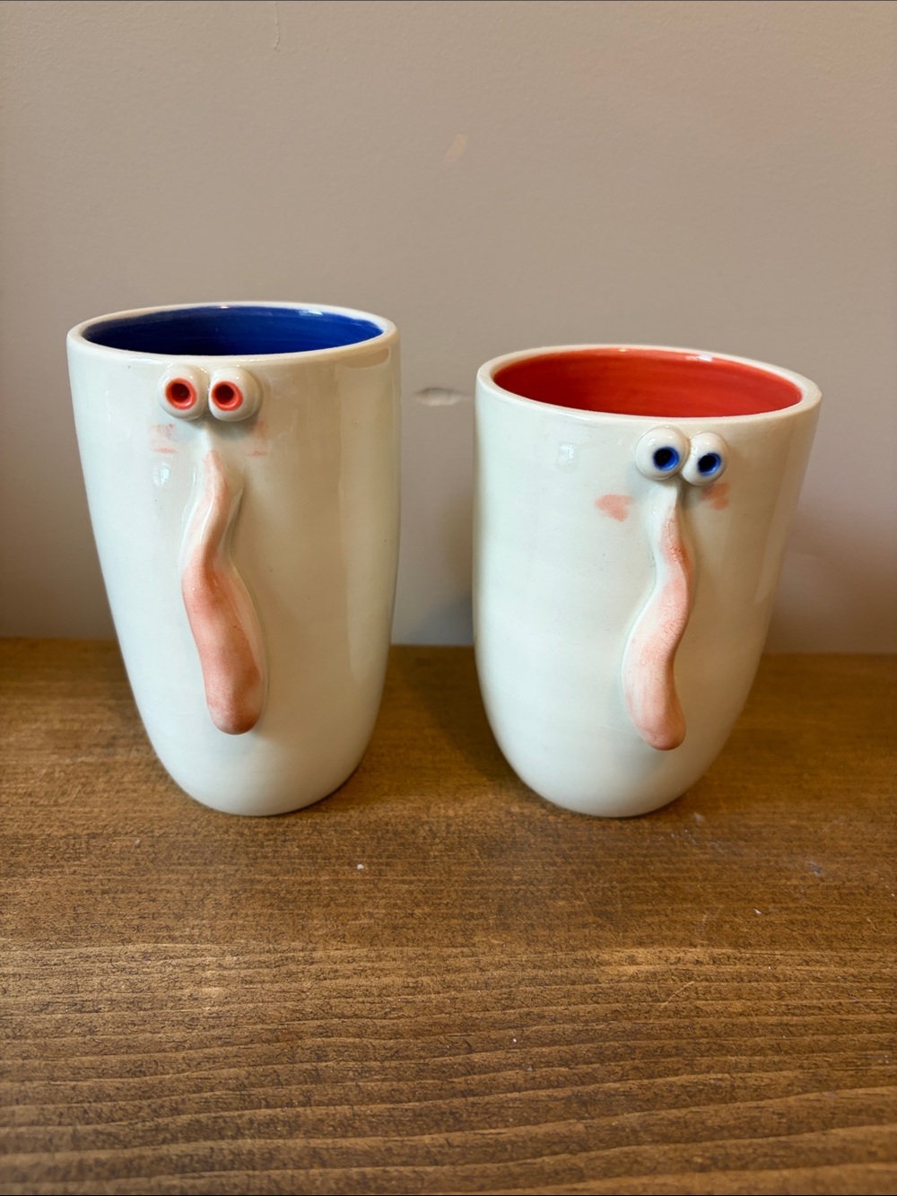 Whimsical Face Ceramic Cup - Handmade Artisan Stoneware.